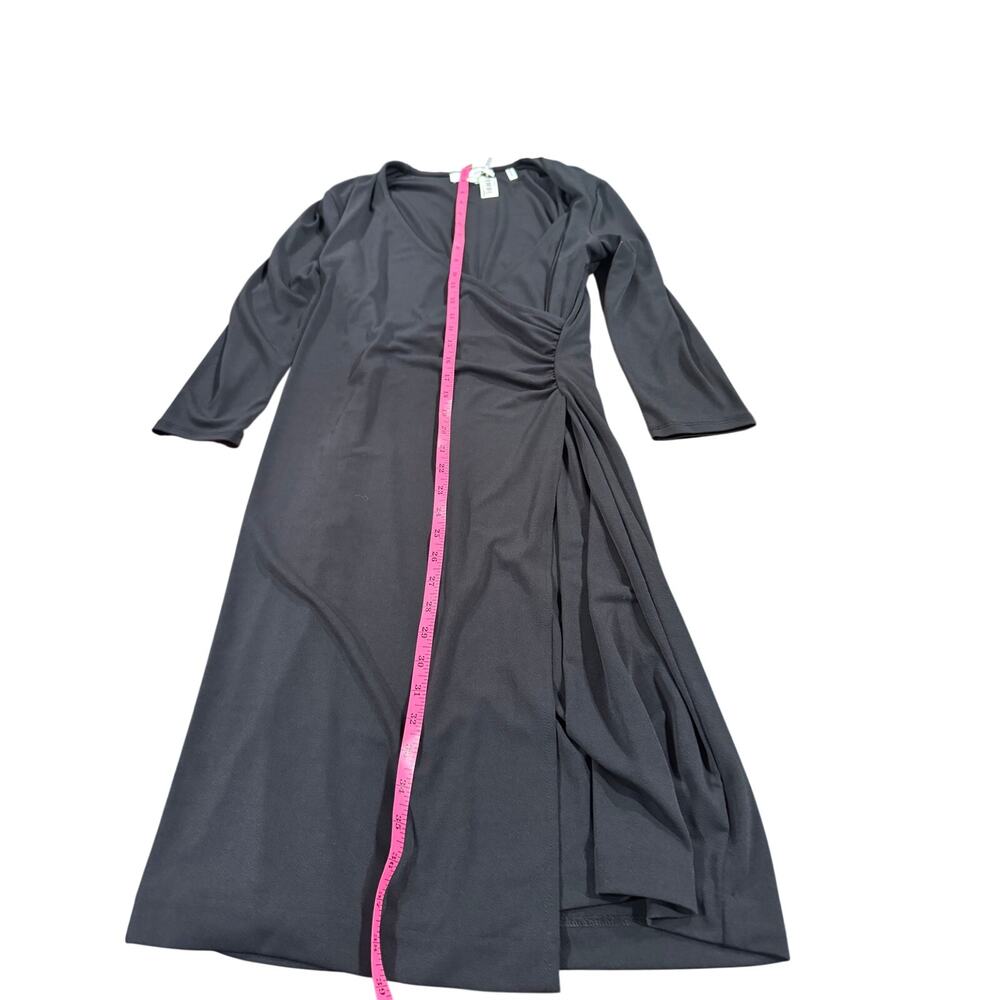 NWT Lark & Ro Crepe Knit Faux Wrap black classic LBD size 10 little black dress - Picture 5 of 10